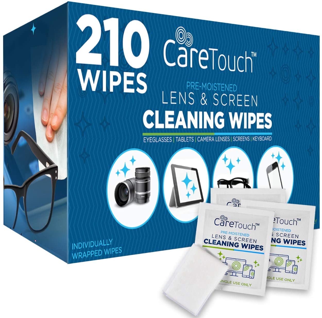 The Best Travel Photography Gear: What's In My Camera Bag | Care Touch Lens Cleaning Wipes - 210 Pre-Moistened and Individually Wrapped Lens Cleaning Wipes - Great for Eyeglasses, Tablets, Camera Lenses, Screens, Keyboards and Delicate Surfaces