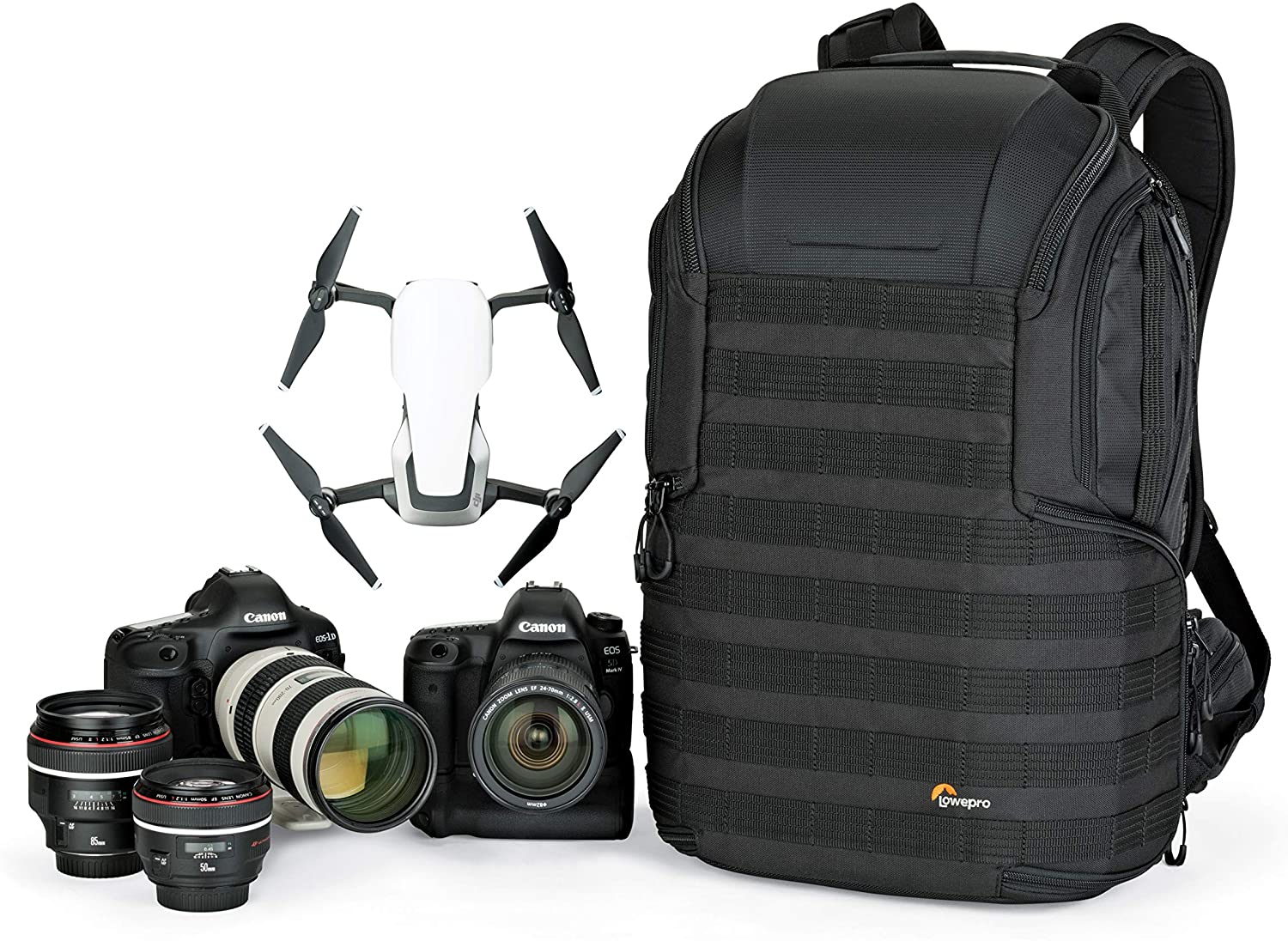 The Best Travel Photography Gear: What's In My Camera Bag | Lowepro ProTactic 450 AW II Black Pro Modular Backpack with All Weather Cover for Laptop Up to 15 Inch, Tablet, Canon/Sony Alpha/Nikon DSLR, Mirrorless CSC and DJI Mavic Drones LP37177-PWW, Black