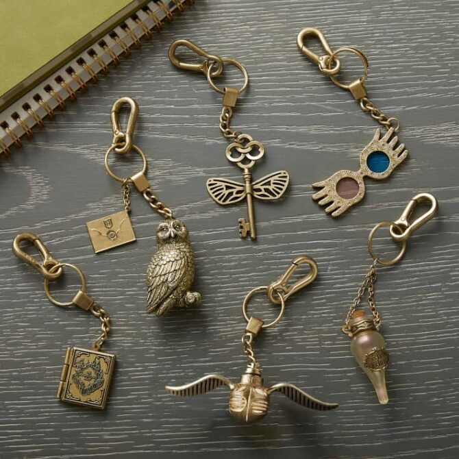 Harry Potter Keychains - Hedwig Winged Key Luna Lovegood Glasses Spectrespecs The Marauder's Map Golden Snitch Felix Felicis