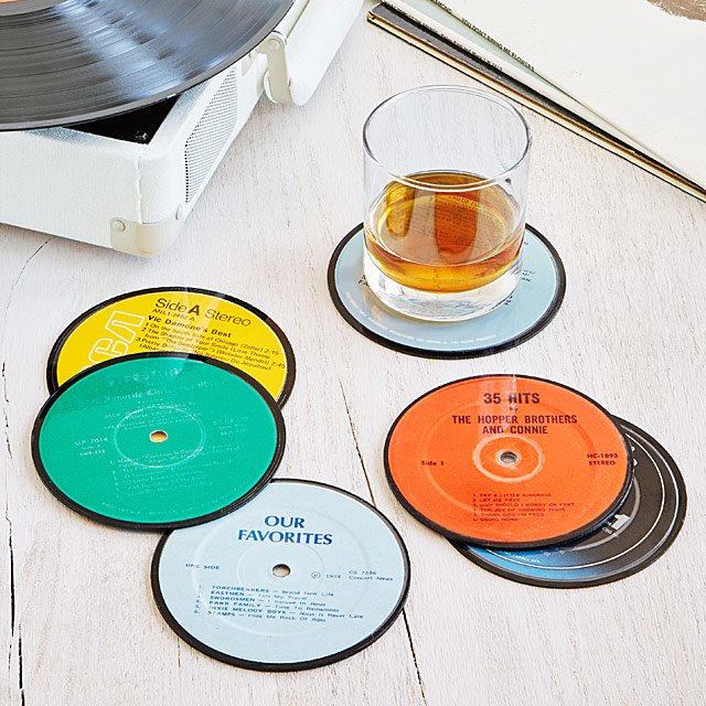 Upcycled Record Coasters | Unique Stocking Stuffers | Amazon Stocking Stuffers | Stocking stuffers For Adults | stocking stuffers for men | mens stocking stuffers | Stocking stuffers for her | Stocking stuffers for guys | Cheap stocking stuffers | Best stocking stuffers | Stocking stuffers for wife | stocking stuffer gifts | Best stocking stuffers