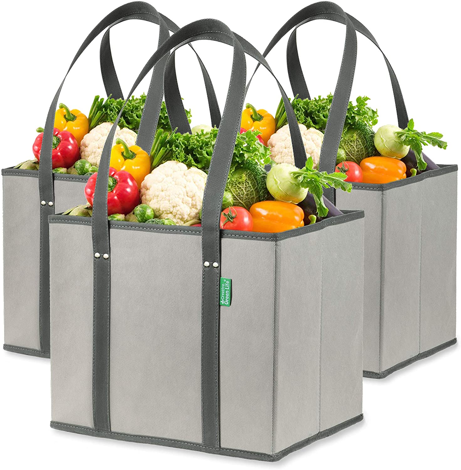 Reusable Grocery Shopping Box Bags (3 Pack - Gray). Large, Premium Quality | Stocking Stuffer For Foodies | Amazon Stocking Stuffers | Stocking stuffers For Adults | stocking stuffers for men | mens stocking stuffers | Stocking stuffers for her | Stocking stuffers for guys | Cheap stocking stuffers | Best stocking stuffers | Stocking stuffers for wife | stocking stuffer gifts | Best stocking stuffers