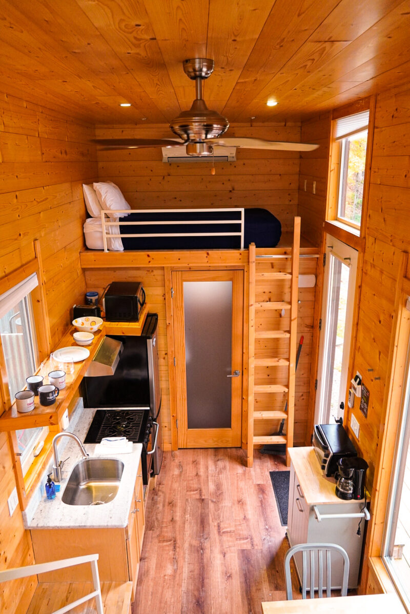 Kitchen and Bathroom at Think Big! A Tiny House Resort