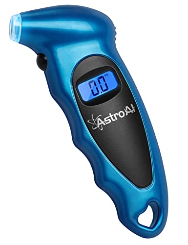 AstroAI Digital Tire Pressure Gauge 150 PSI 4 Settings for Car Truck Bicycle with Backlit LCD and Non-Slip Grip, Blue