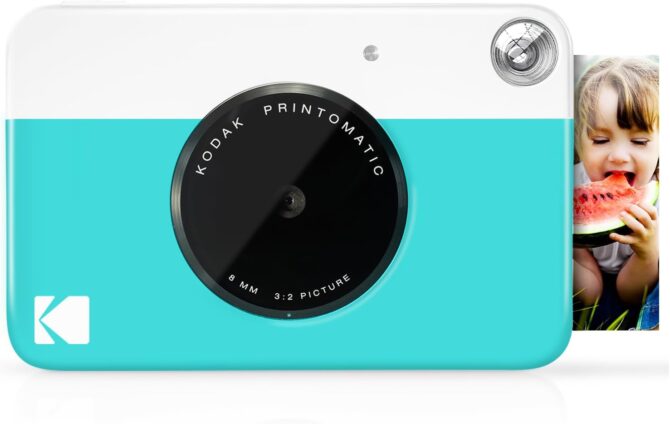 KODAK Printomatic Digital Instant Print Camera - Full Color Prints On ZINK 2x3 Sticky-Backed Photo Paper (Blue)