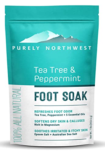 PURELY NORTHWEST-Tea Tree Oil & Peppermint Foot Soak with Epsom Salt-for Stubborn Foot Odor
