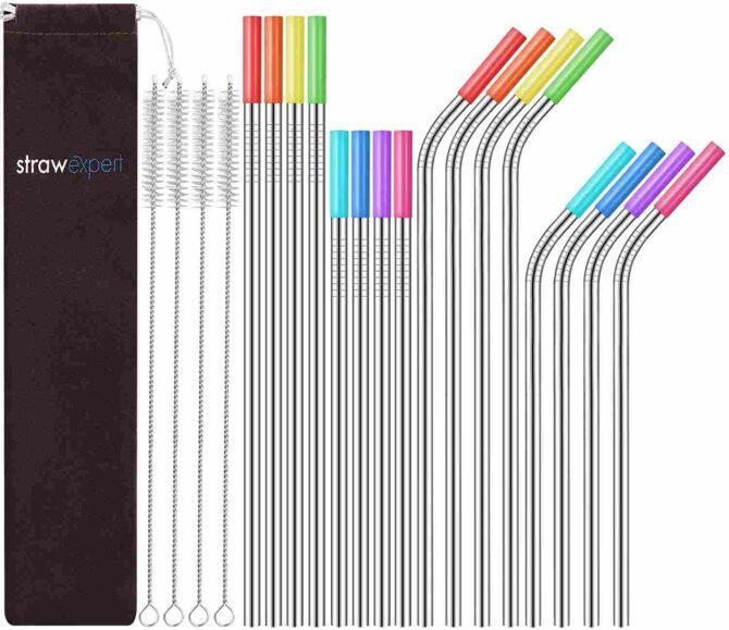 20 Pieces Straw Cover Cap Reusable Silicone Straw Toppers Drinking Straw  Tips Lids for 6-8 mm Cute Straws Plugs (Not include Straw) 