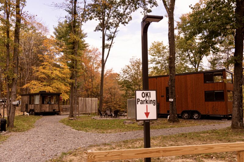 parking lot at think big a tiny house resort