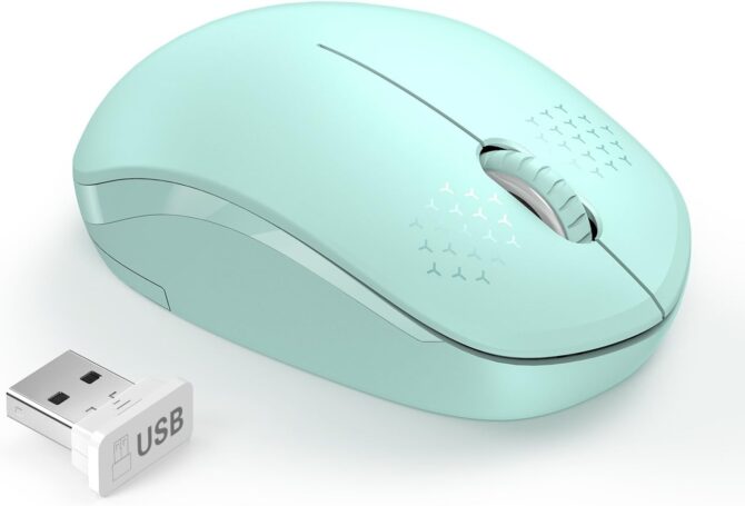 seenda Wireless Mouse Portable Computer Mice for PC, Tablet, Laptop with Windows System Mint Green USB Receiver