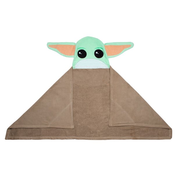 Baby Yoda Kids Bath and Beach Hooded Towel Wrap, 51 x 22, 100% Cotton, Green, Disney