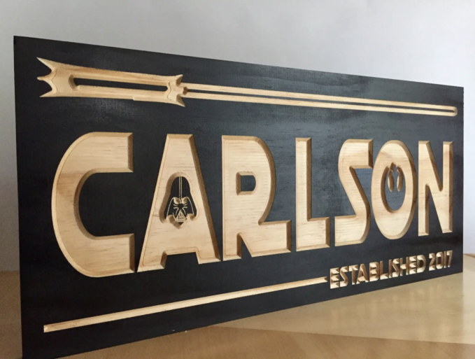 Star Wars Themed Wood Carved Name Sign