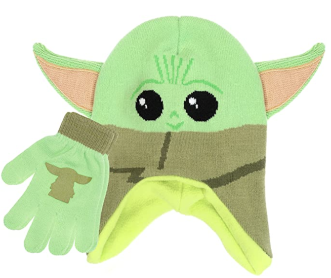 Star Wars The Child Grogu Baby Yoda Kid’s Winter Hat and Snow Gloves