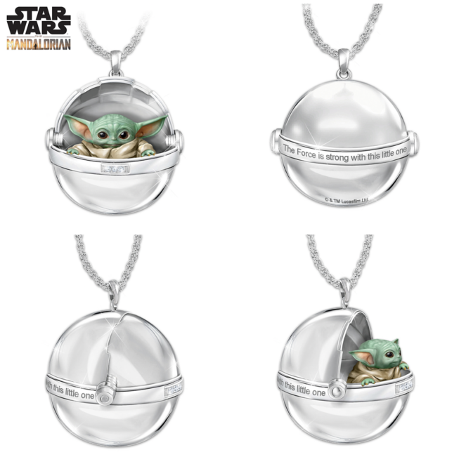 Star Wars The Mandalorian Hover Pram Necklace With The Child Inside