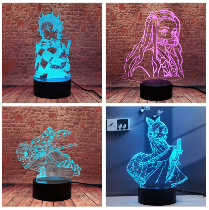 Demon Slayer Kimetsu no Yaiba 3D Illusion LED Lamp Neon Night Light 16 Colors