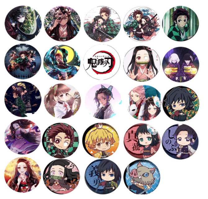 Demon Slayer Kimetsu no Yaiba Button Pins 24 Pack