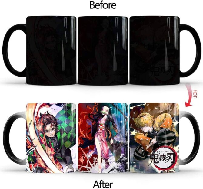Demon Slayer Kimetsu no Yaiba Heat Sensitive Color Changing Coffee Mug Tanjiro Nezuko Zenitsu