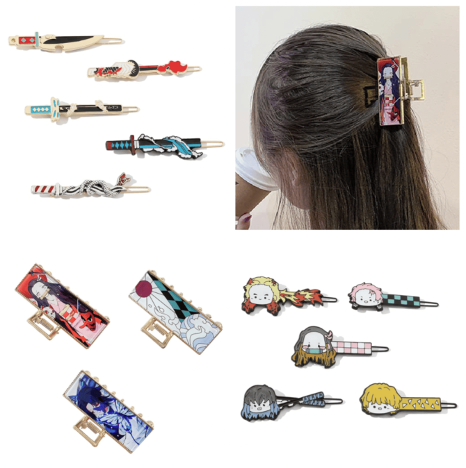 Demon Slayer Kimetsu no Yaiba Metal Hair Clip Hairpin Set Hair Claw Clips Hair Barrettes