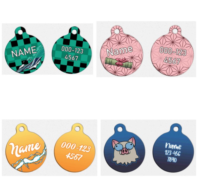 Demon Slayer Kimetsu no Yaiba Pet ID Tag Double Sided Cat Dog Tag Tanjiro Nezuko Zenitsu Inosuke