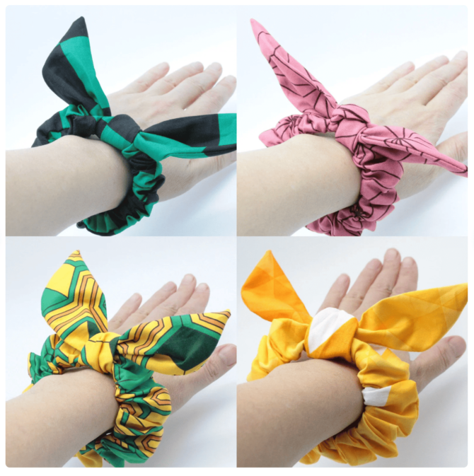 Demon Slayer Kimetsu no Yaiba Scrunchies Tanjiro Zenitsu Nezuko Giyu Kimono Patterns