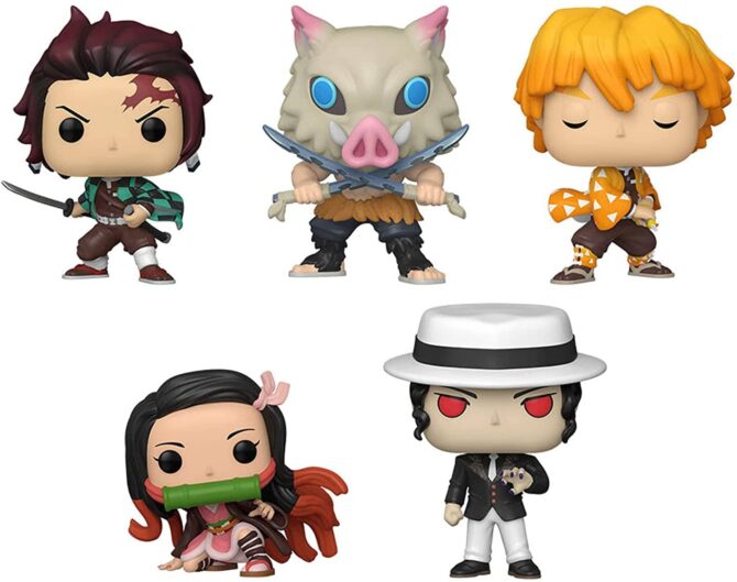 Demon Slayer Kimetsu no Yaiba Tanjiro Inosuke Zenitsu Nezuko Muzan Kibutsuji Funko Pop Figure Set of 5