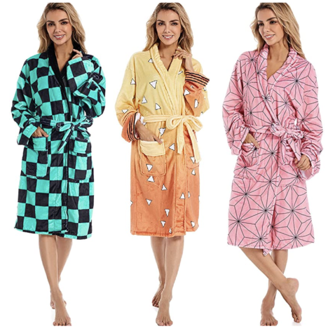 Demon Slayer Kimetsu no Yaiba Tanjiro Zenitsu Nezuko Bathrobe Pajamas Sleepwear For Adults