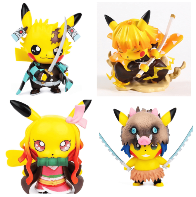 Pikachu Pokémon Figure (Tanjiro, Zenitsu, Nezuko, and Inosuke) 