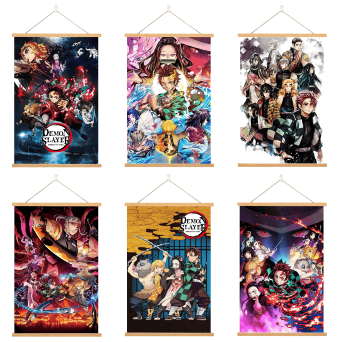 Demon Slayer Kimetsu no Yaiba Wall Poster Scroll Hanging Poster Canvas Painting