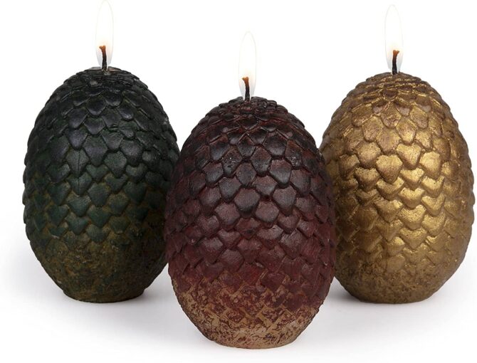 House of the Dragon & Game of Thrones Sculpted Dragon Egg Candles Set of 3