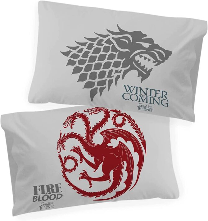 Game of Thrones 1 Single Reversible Pillowcase Featuring House Stark & Targaryen