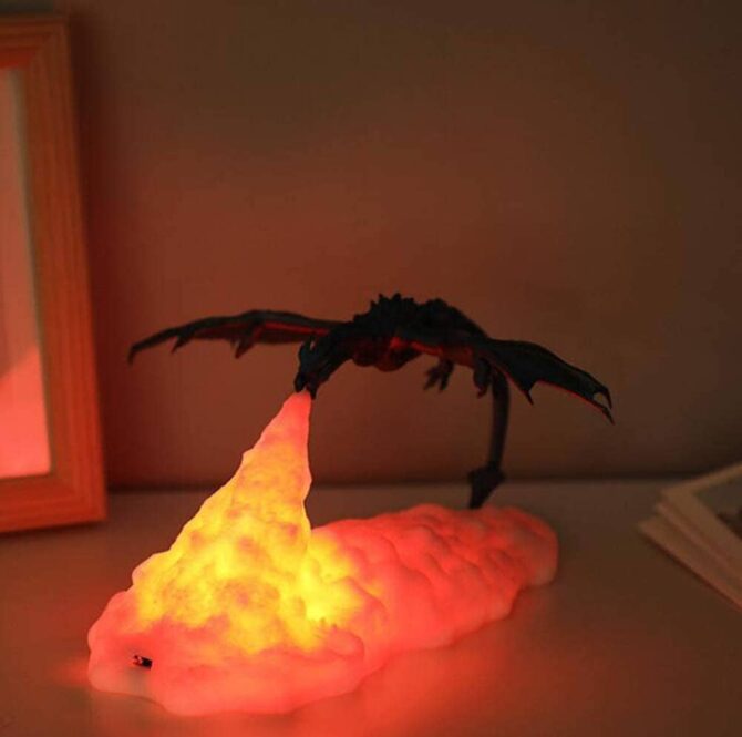 Game of Thrones Dragon Breathing Fire Night Lamp Light Fixture House of the Dragon