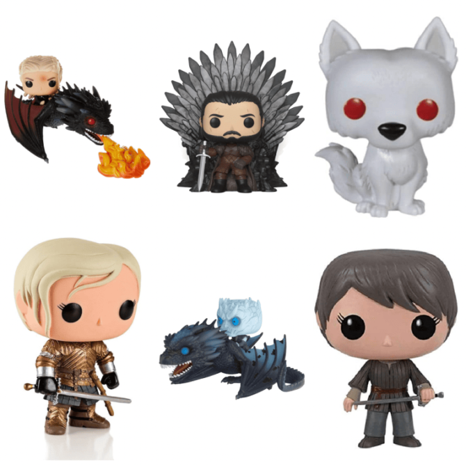 Game of Thrones Funko Pop Vinyl Figures - Jon Snow, Daenerys Targaryen & Drogon, Direwolf, Viserion Ice Dragon, Arya, Brienne of Tarth, etc. Game of Thrones Funko Pop Vinyl Figures Jon Snow Daenerys Targaryen Drogon Direwolf Viserion Ice Dragon Arya Brienne of Tarth