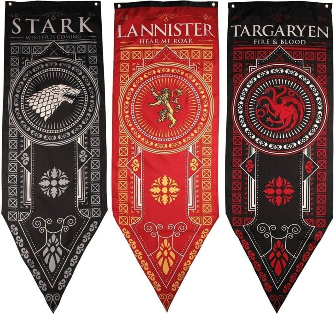 Game of Thrones House of the Dragon Wall Banner Targaryen, Lannister, Stark 3Pk