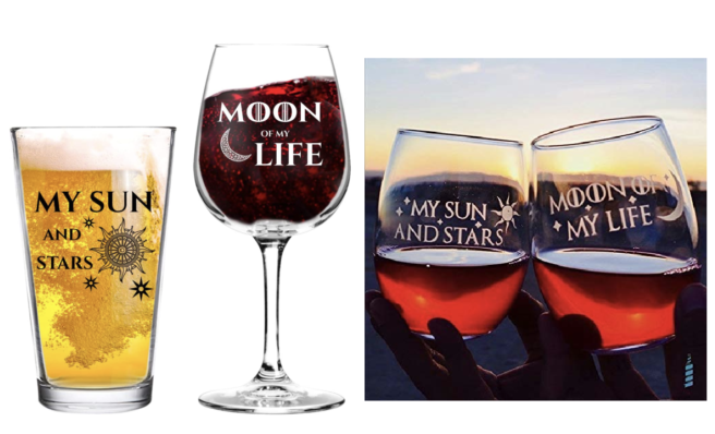 Game of Thrones My Sun and Stars Moon of My Life Wine Glasses
