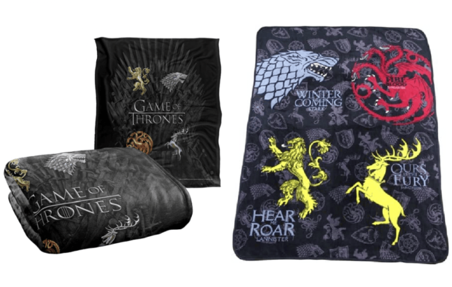 Game of Thrones Soft Fleece Throw Blanket Featuring Stark, Targaryen, Baratheon, and Lannister