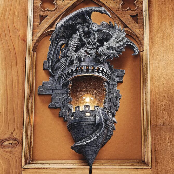 Design Toscano Dragon's Castle Lair Electric Wall Sconce Light Fixture