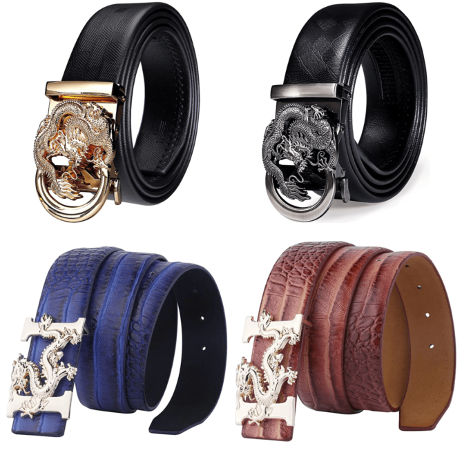 Dragon Buckle Leather Belts for Men