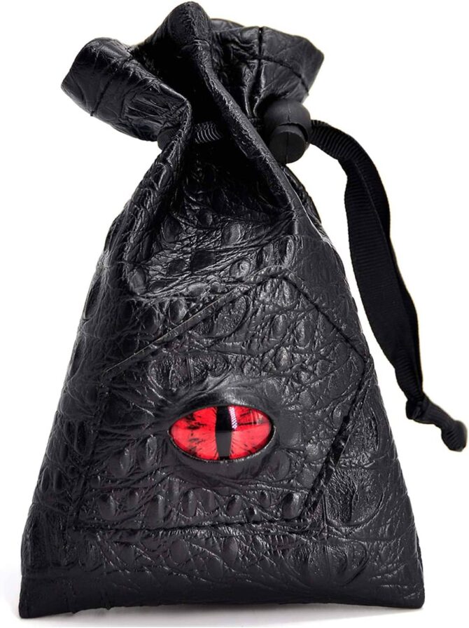 3D Dragon Eye Drawstring Bag PU Leather Dice Pouch