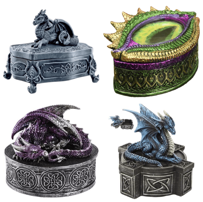 Dragon Lidded Jewelry Box Dragon Eye Design Toscano