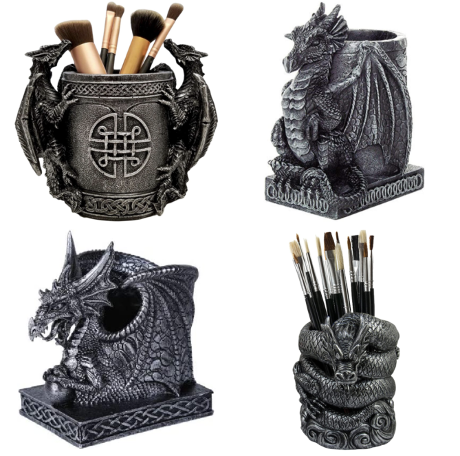 Dragon Makeup Brush Holder Pencil Pen Holder Utility Organizer Art Supply Caddy