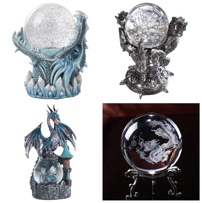 Dragon Snow Globe Statue and Crystal Ball