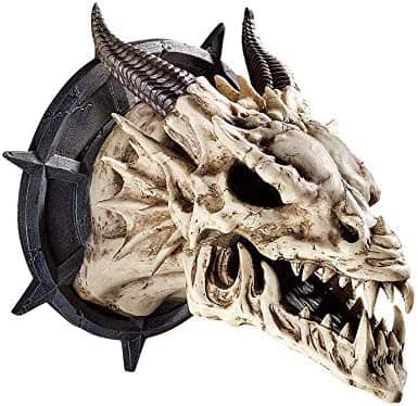 Horned Dragon Skull Trophy Gothic Decor Wall Sculpture