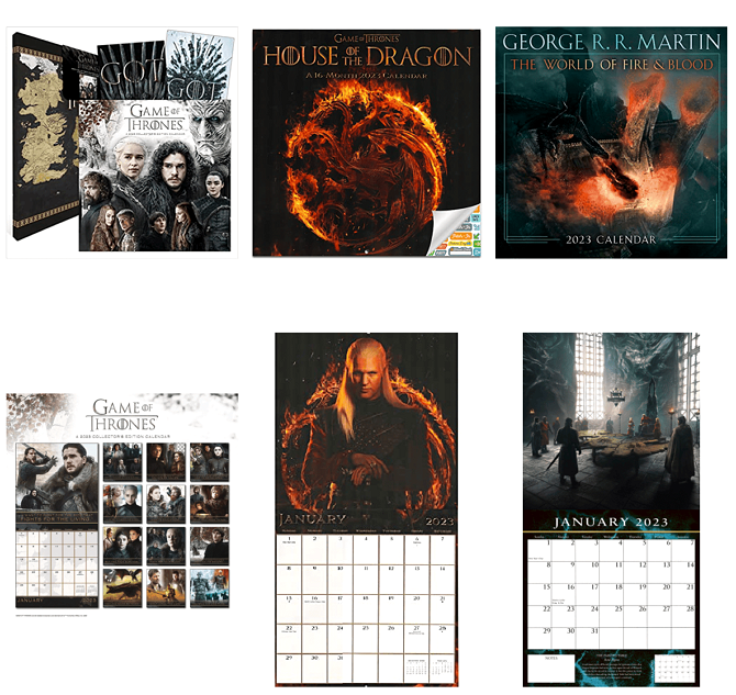 Game of Thrones House of the Dragon Fire and Blood Calendar 2023