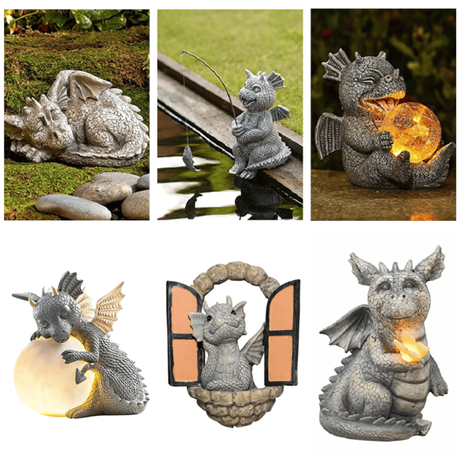 Baby Dragon Outdoor Garden Sculptures Statues