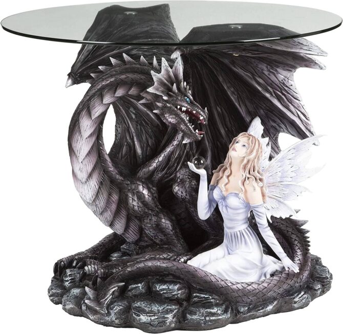 Dragon Glass Topped Table with Fairy