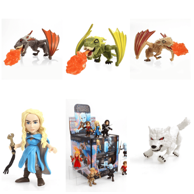 Game of Thrones Action Vinyls - Drogon - Viserion - Rhaegal - Daenerys Targaryen - Window Box Assortment 12 Figures - Ghost Wolf