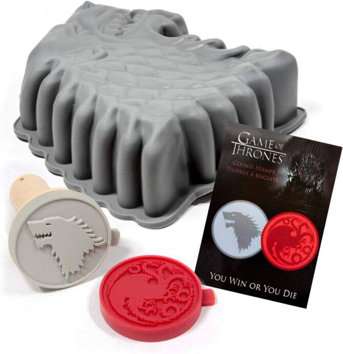 Game of Thrones Baking Set | Includes Cookie Stamps and Silicone Cake Pan House Stark and Targaryen