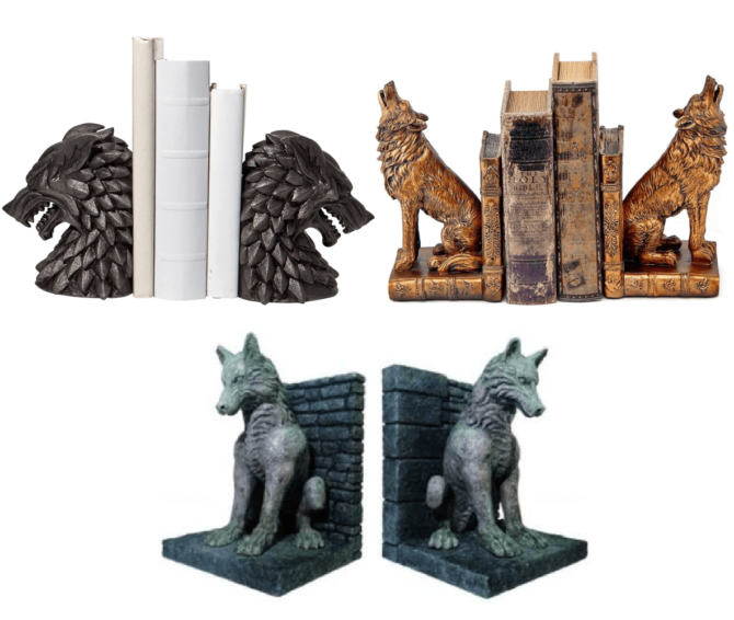 Game of Thrones House Stark Direwolf Sigil Bookholders Bookends