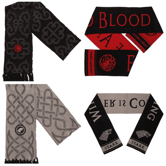 Game of Thrones Scarf House Targaryen Stark Fire and Blood Winter is Coming