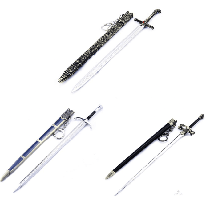 jon Snow Longclaw Sword - Arya Stark Needle Sword - Jaime Lannister and Brienne of Tarth Oathkeeper Sword Keychain