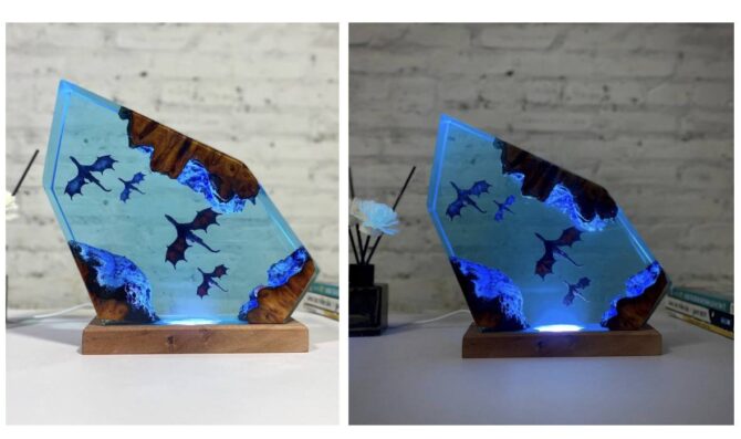 Fire Dragon and Ice Dragon Resin Night Light Game of Thrones House of the Dragon