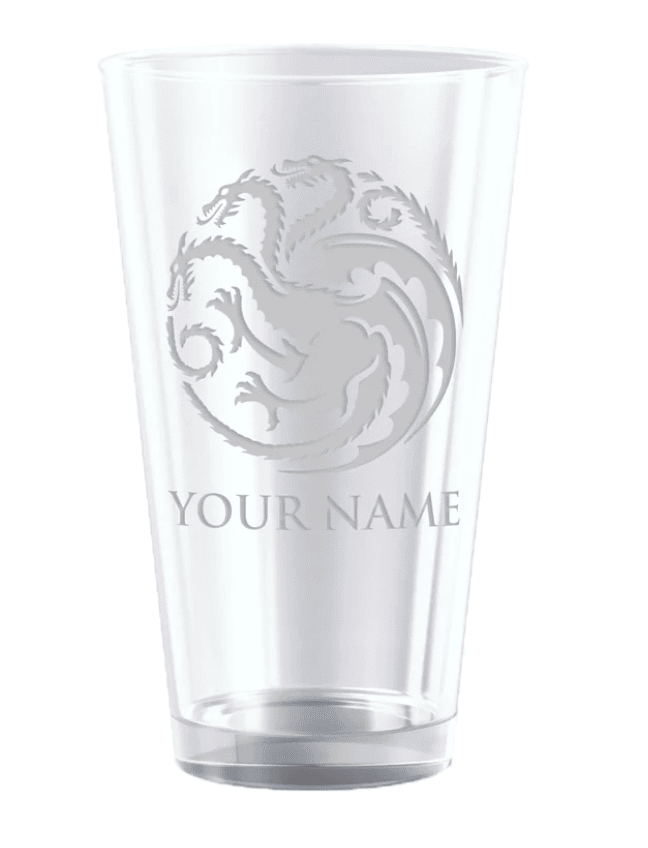 Game of Thrones Targaryen Personalized Laser Engraved Pint Glass House of the Dragon